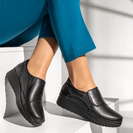 Pantofi casual dama cu platforma negri din Piele naturala MOD14050, 3, modlet.ro