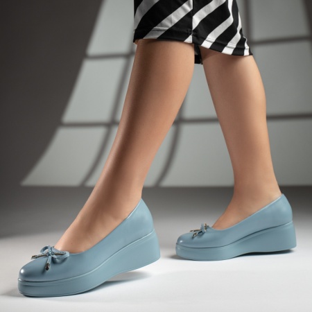 schimbat preturi, Pantofi casual dama cu platforma si fundita albastri MOD13373, modlet.ro