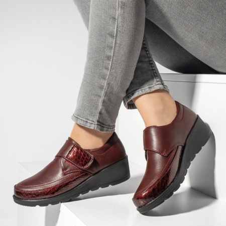 Pantofi dama, Pantofi casual dama cu platforma visinii MOD06218, modlet.ro