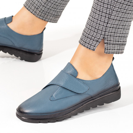 Pantofi casual dama, Pantofi casual dama cu scai albastri din Piele naturala ZEF10350 - zeforia.ro