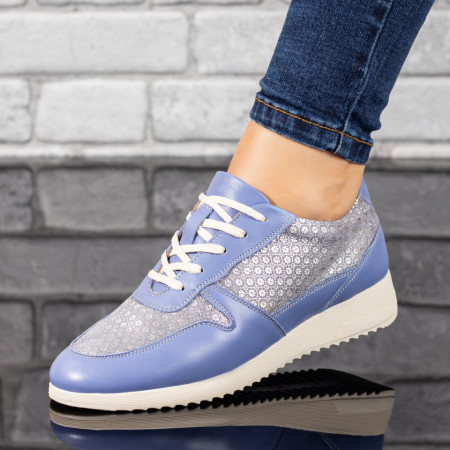 Pantofi casual dama, Pantofi casual dama cu siret albastri din Piele naturala MOD10116, modlet.ro