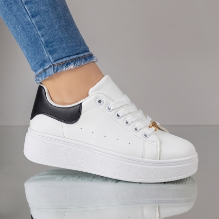 Pantofi casual dama cu siret albi NORA1, 3, modlet.ro