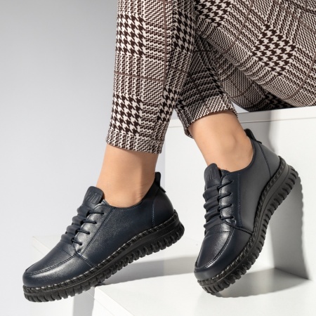 Pantofi casual dama cu siret elastic albastri GINA3, 2, modlet.ro