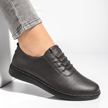 Pantofi casual dama cu siret elastic gri IOANA4, 3, modlet.ro