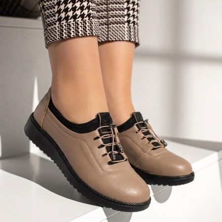 Pantofi casual dama cu siret elastic maro LILI2, 3, modlet.ro