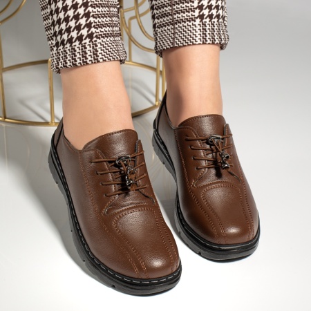 Pantofi casual dama cu siret elastic maro MOD12982, 3, modlet.ro