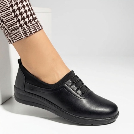 Pantofi casual dama cu siret elastic negri LILI8, 3, modlet.ro