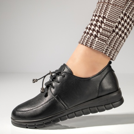 Pantofi casual dama, Pantofi casual dama cu siret elastic negri MOD11936, modlet.ro