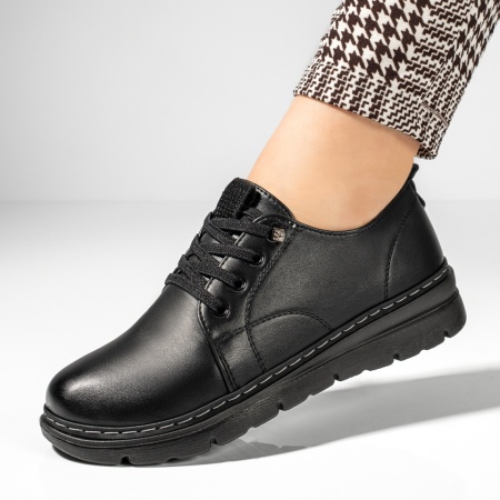 Pantofi casual dama cu siret elastic negri MOD13097, 3, modlet.ro