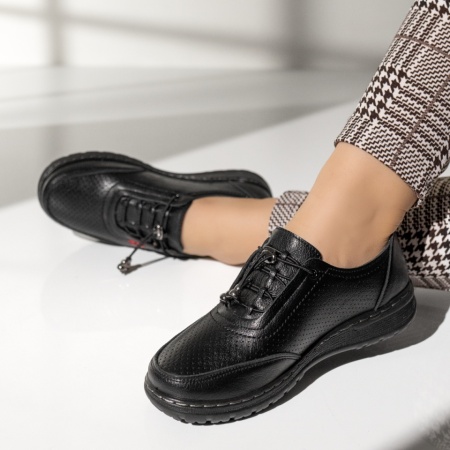 Pantofi casual dama cu siret elastic negri MOD14252, 2, modlet.ro