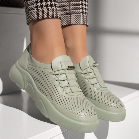 Pantofi casual dama cu siret elastic verzi MOD13365, 4, modlet.ro