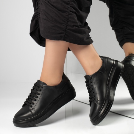 Pantofi casual dama, Pantofi casual dama cu siret negri din Piele naturala MOD11891, modlet.ro