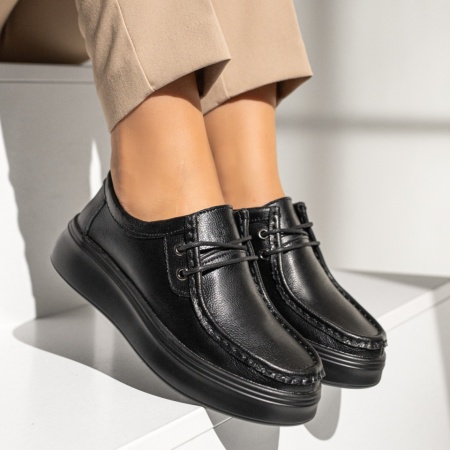 Pantofi casual dama cu siret negri din Piele naturala MOD13984, 3, modlet.ro