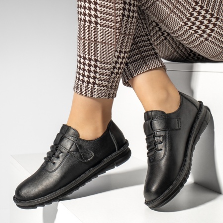 Pantofi dama, Pantofi casual dama cu siret si scai negri MOD13227, modlet.ro
