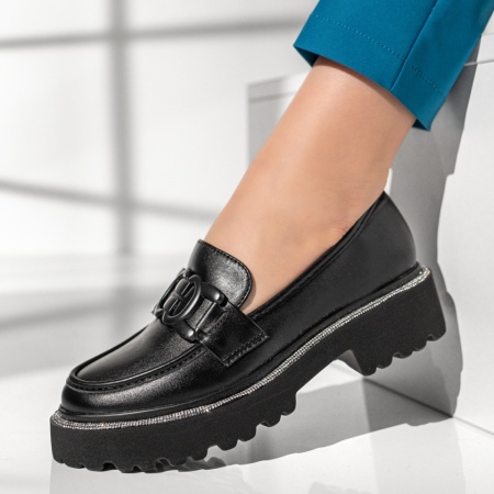 Pantofi casual dama, Pantofi casual dama cu strasuri negri MOD11044, modlet.ro