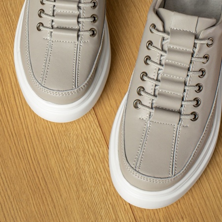 Pantofi casual dama cu talpa groasa gri din Piele naturala MOD11702, 2, modlet.ro