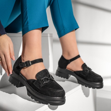 Pantofi casual dama cu talpa groasa negru suede MOD13017, 3, modlet.ro