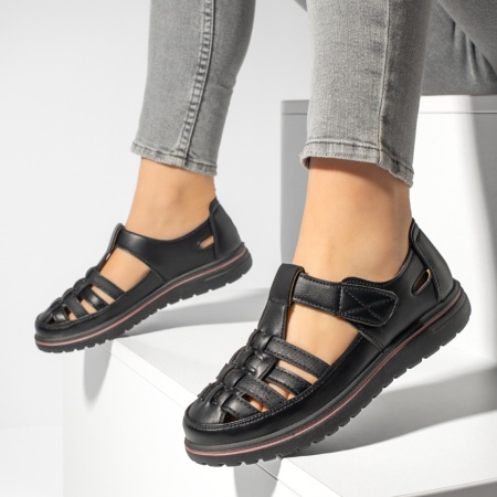 Pantofi casual dama, Pantofi casual dama cu talpa joasa negri MOD13169, modlet.ro
