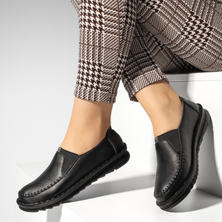Pantofi dama, Pantofi casual dama cu talpa joasa negri MOD13231, modlet.ro