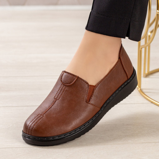 Oferta zilei, Pantofi casual dama maro din piele ecologica ZEF02950 - zeforia.ro