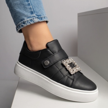Pantofi casual dama negri cu talpa groasa si scai MOD08086, 2, modlet.ro