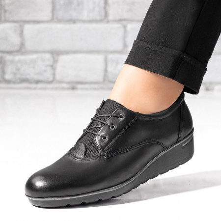 Plateste Jumatate!, Pantofi casual dama negri din Piele naturala MOD04273, modlet.ro