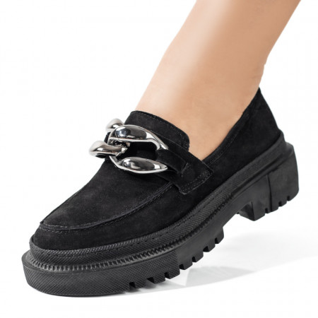 Pantofi casual dama negri suede din Piele naturala cu aplicatii metalice ZEF07051, 2, zeforia.ro