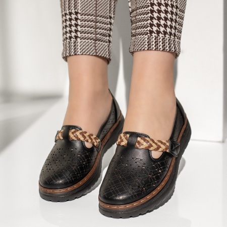 Pantofi casual dama perforati cu scai negri MOD13263, 2, modlet.ro