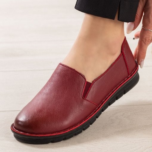 Pantofi casual dama rosii din piele ecologica MDL02963