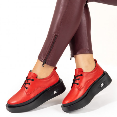 Plateste Jumatate!, Pantofi casual dama rosii din Piele naturala MOD10461, modlet.ro