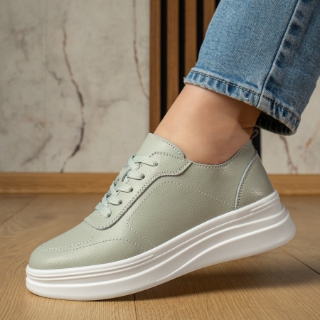 Pantofi casual dama verzi din Piele naturala MOD12977, 3, modlet.ro