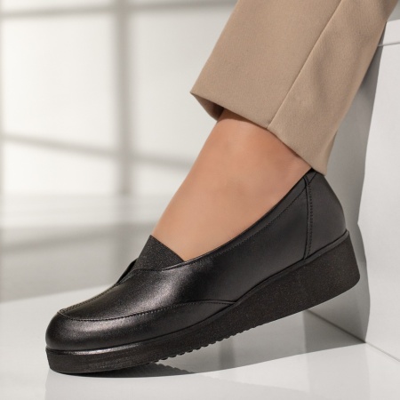 Pantofi dama casual cu platforma negri din Piele naturala MOD03550