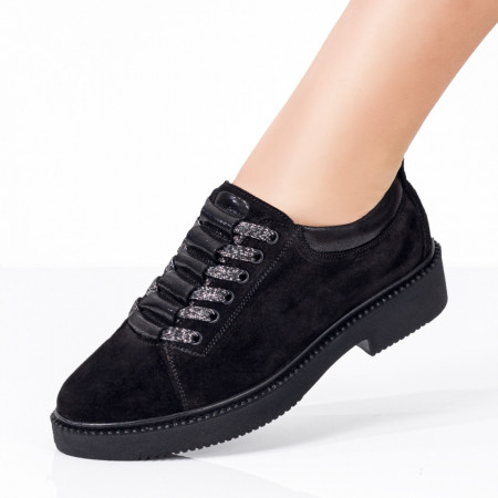 Pantofi dama casual din Piele naturala negri suede ZEF03552, 1, zeforia.ro