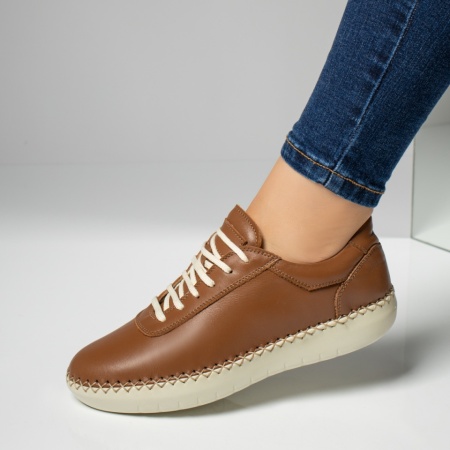 Pantofi dama casual maro cu siret din Piele naturala MOD03629, 2, modlet.ro