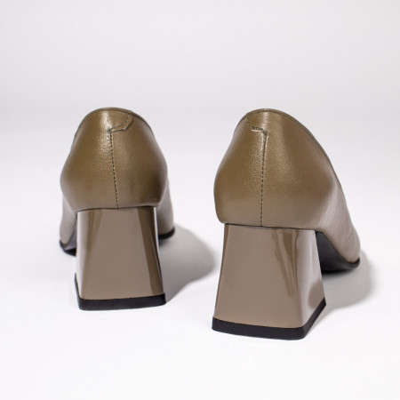 Pantofi dama cu toc gros khaki din Piele naturala MOD06034, 2, modlet.ro