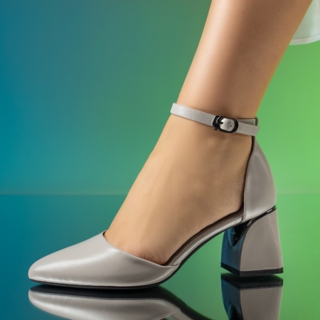 Pantofi dama cu toc gros si bareta gri MOD14347, 2, modlet.ro