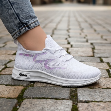 Pantofi dama sport cu siret albi MOD08062, 1, modlet.ro