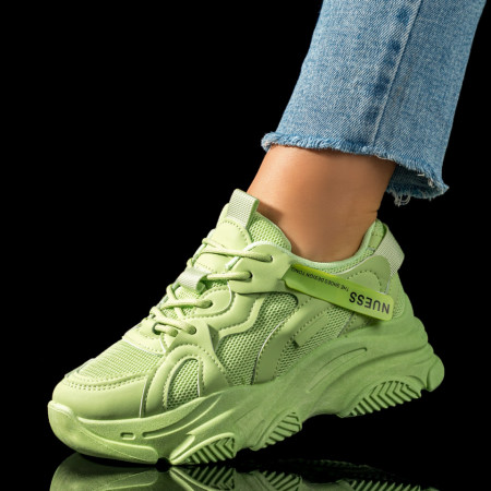 Adidasi dama, Pantofi dama sport cu talpa groasa verzi MOD09491, modlet.ro