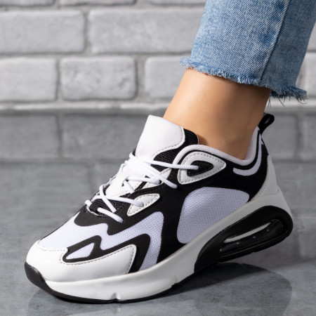 Pantofi dama sport negri cu alb din material textil MDL01869