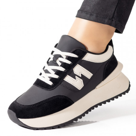 Adidasi dama, Pantofi dama sport negri cu bej MOD09693, modlet.ro