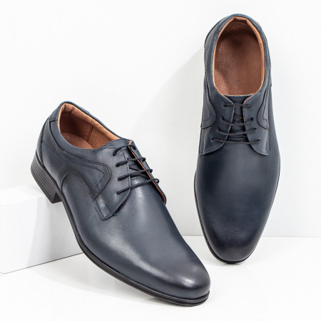 Incaltaminte barbati, Pantofi eleganti barbati albastri din Piele naturala MOD03547, modlet.ro