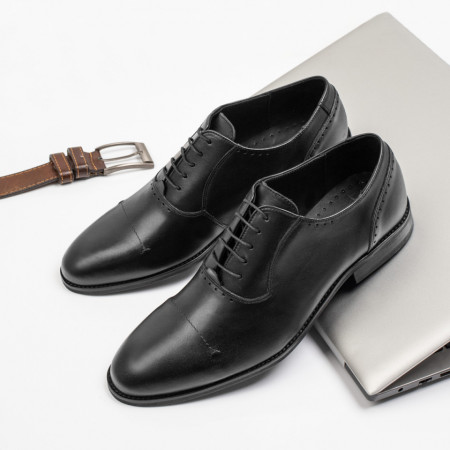 REDUCERI INCALTAMINTE, Pantofi eleganti barbati cu siret negri din Piele naturala MOD11464, modlet.ro