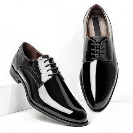 Pantofi barbati eleganti, Pantofi eleganti barbati din Piele Naturala negri luciosi Terany - zeforia.ro