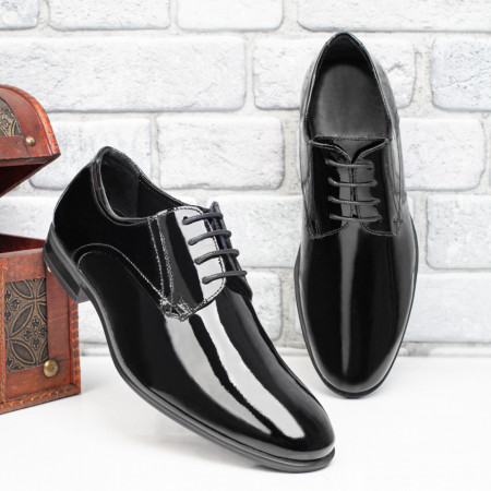 Plateste Jumatate!, Pantofi eleganti barbati negri lac din Piele naturala MOD08783, modlet.ro