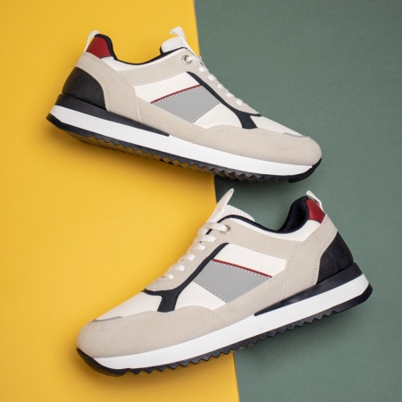 Adidasi barbati, Pantofi sport barbati alb cu gri MOD12971, modlet.ro