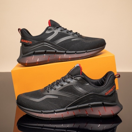 Pantofi sport barbati din material textil negru cu rosu MOD13453, 3, modlet.ro