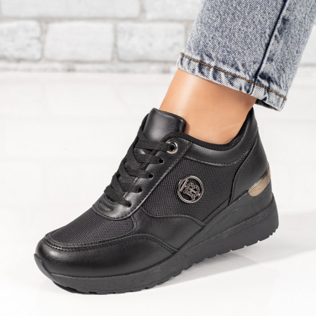 Pantofi casual cu platforma, Pantofi sport dama cu platforma negri MDL09921 - modlet.ro