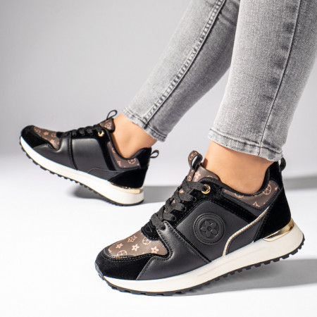 Adidasi dama, Pantofi sport dama cu siret negri MOD11115, modlet.ro