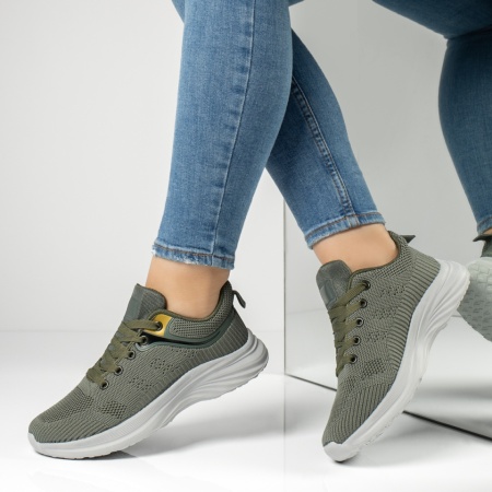 Adidasi dama, Pantofi sport dama cu siret si talpa groasa verzi MOD13220, modlet.ro