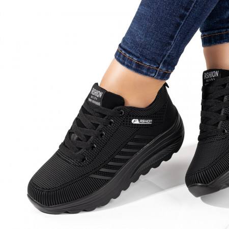 Adidasi dama, Pantofi sport dama cu talpa groasa negri MOD05758, modlet.ro